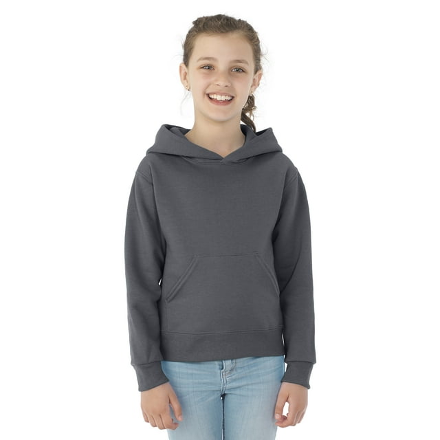 Jerzees Youth NuBlend Pull Over Hooded Sweatshirt, M, Charcoal Grey