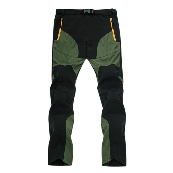 Stamzod Men's Outdoor Quick-Dry Lightweight Waterproof Hiking Mountain Pants With Zipper Pockets Patchwork Trousers For Men Winter Pants