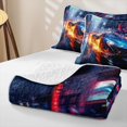 thumbnail image 4 of Castle Fairy Speeding Sports Car Twin Quilt Set for Boys,Fire Trail Twin Coverlet Set,Black and Red, 4 of 7