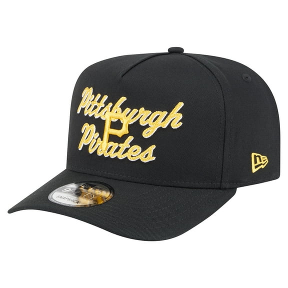 Men's New Era Black Pittsburgh Pirates Chainstitch 9FIFTY A-Frame Snapback Hat