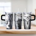 thumbnail image 2 of Double Wall 20oz Geometric Texture Tumbler with Handle, Insulated Stainless Steel Coffee Travel Mug Leak Proof with Straw, 2 of 5
