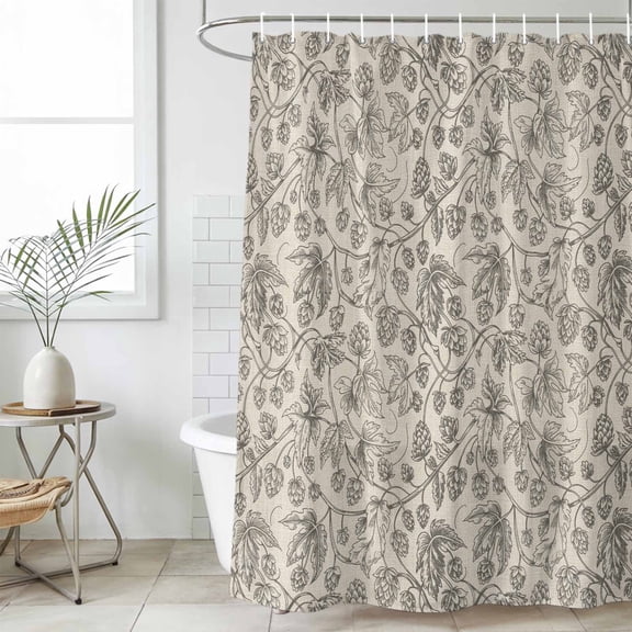 Vintage Flowers Waterproof Shower Curtain, Large 72"x78" Washable Polyester Fabric Shower Curtains for Bathroom, Branch Plants Beige Botanical Rustic Decorative Bathtub Curtain Sets with Hooks