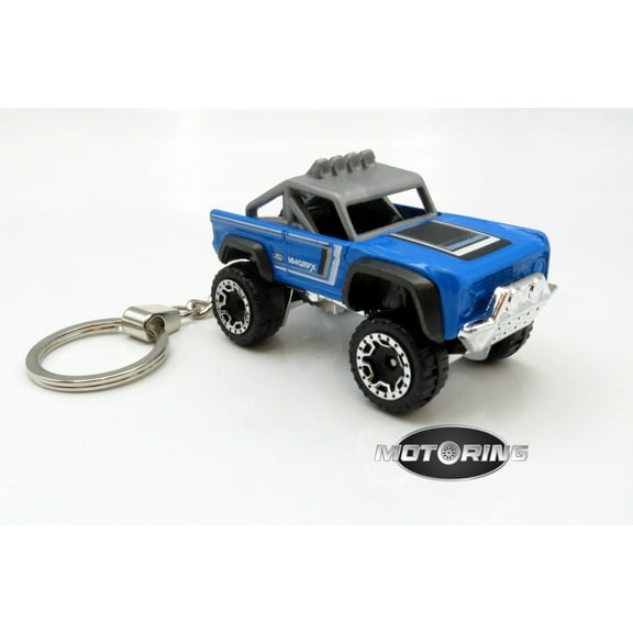 Custom Ford Bronco Blue Offroad Car Rare Novelty Keychain 1:64 Diecast
