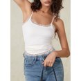 thumbnail image 3 of Women Lace Trim Cami Sleeveless Spaghetti Strap Camisoles Square Neck Crop Top Summer Streetwear, 3 of 6