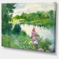 thumbnail image 2 of Green Riverside Land Aquarelle - Impression sur Toile Paysage, 2 of 4