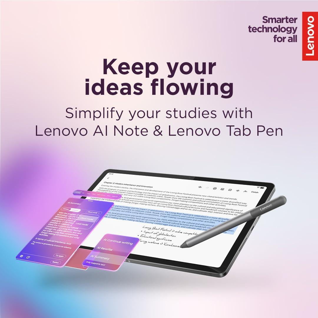 Lenovo Idea Tab - College Tablet - 11 2.5K IPS Touchscreen Display - 90Hz - MediaTek Dimensity 6300-8 GB Memory - 256 GB Storage - Integrated Arm Mali-G57 MC2 Tab Pen and Folio Case