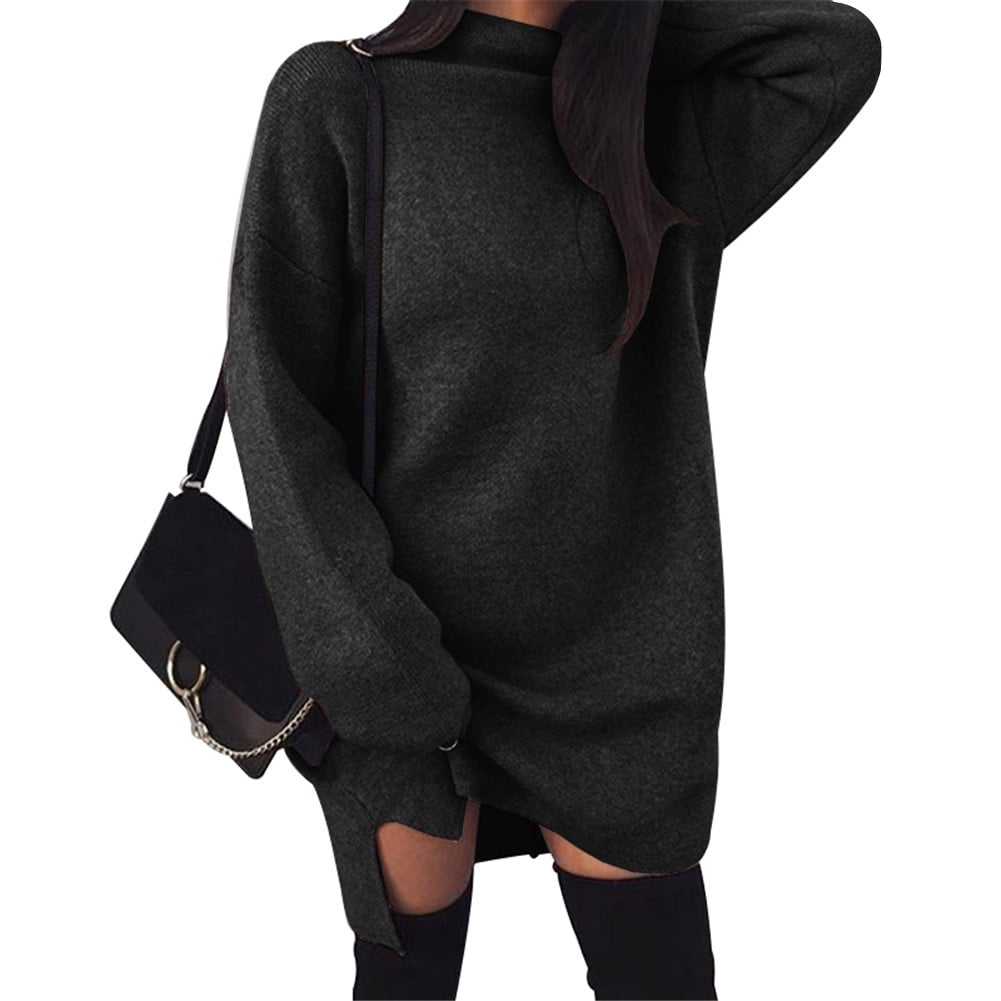 baggy turtleneck sweater dress
