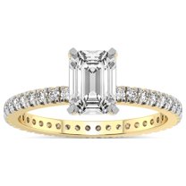 5 Carat IGI Certified Emerald Shape Lab Grown Diamond Engagement Ring | 14K Yellow Gold | Claire Full Eternity Diamond Ring | FG-VS1-VS2 Quality Friendly Diamonds