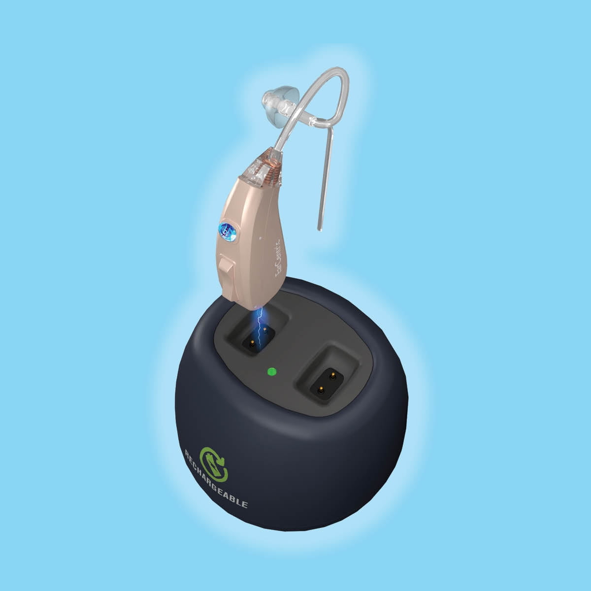 EarCentric Easy Charge Rechargeable Hearing Aid with Charging Base, FDA