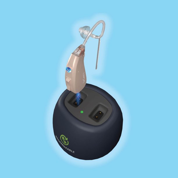 EarCentric Easy Charge Rechargeable Hearing Aid with Charging Base, FDA