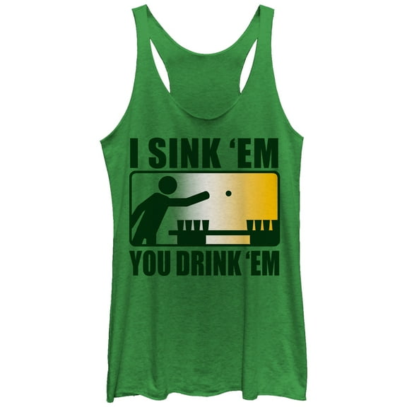 Women's Lost Gods Pong I Sink Em You Drink Em  Racerback Tank Top Envy Green Large
