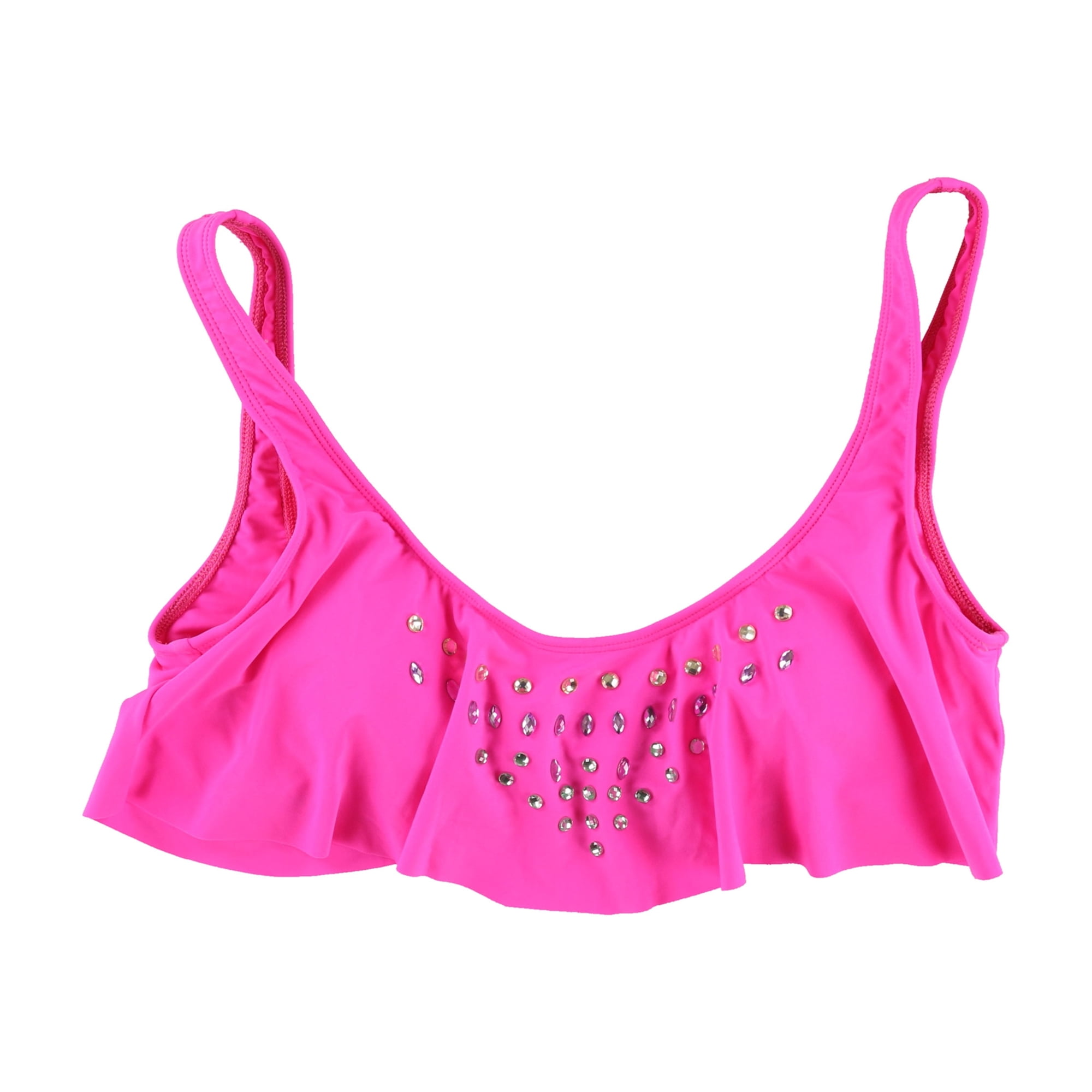 Bikini Lab Womens Embellished Bandeau Swim Top, Pink, Medium