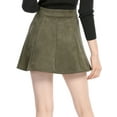 thumbnail image 5 of MODA NOVA Junior's Faux Suede Front Button Mini A-Line Skirt, 5 of 6