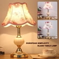 thumbnail image 2 of Lámpara de escritorio de cristal Simple de estilo europeo, lámparas de noche para dormitorio de tela Retro, luz de mesa de hierro forjado clásica, iluminación nocturna de lujo, 2 of 5
