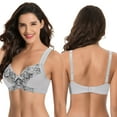 thumbnail image 4 of Curve Muse Women's Plus Size Unlined Underwire Lace Bra with Cushion Straps-Light Grey,Navy-Size:40DDD, 4 of 7