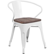 Bowery Hill Metal Dining Arm Chair in White