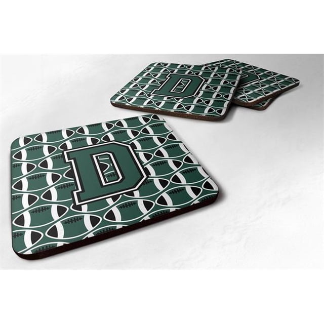 Sous-verre en Mousse Vert et Blanc Lettre D Football, Ensemble de 4