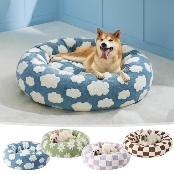 Fiudx Cama Elevada para Perros, Tamaño Mediano, Cómoda, Diseño de Donut Lavable, Alivio Seguro de La Ansiedad, Suministros Prácticos para Mascotas, Materiales Duraderos, Tamaño 50 X 50 Cm