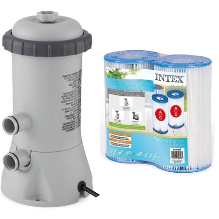 Intex 530GPH Filter Pump and Type A or C Filter Cartridge Replacement 2 Pack