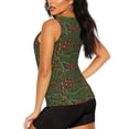 thumbnail image 3 of Xecao Red Snake print women's scoop neck, loose-fit workout tank tops for the gym., 3 of 9