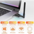 thumbnail image 2 of 600Mbps USB WiFi Adapter Wireless Network Adapter with Dual 2.4GHz 150Mbps, 5GHz 433Mbps High Gain, 2 of 5