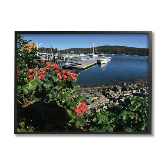 Stupell Industries Boat Harbor Photography Nature Photography Black Framed Art Print Wall Art, 14 x 11