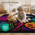 thumbnail image 4 of ODIKA 5'x7' Washable Area Rug Multicolor Halloween Scene Vibrant Spooky Motifs with Gothic for Dining Room, Under Table, Home Office, Non-Slip Chair-Friendly, 4 of 7