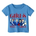 thumbnail image 5 of Girls T Shirts Will Be Letter Print Short Sleeve Round Neck Top Girls' Tops Blue 4-5 Years, 5 of 5
