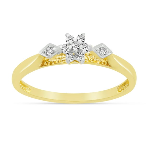 14K Yellow Gold Diamond Cluster Ring