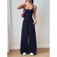 thumbnail image 6 of Women'S Summer Jumpsuit Spaghetti Strap One-Piece Outfit Wide Leg Baggy Pants Romper M, 6 of 8