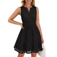 thumbnail image 1 of Vestido de verano ZESICA sin mangas con cuello en V y ojales, negro, 1 of 7