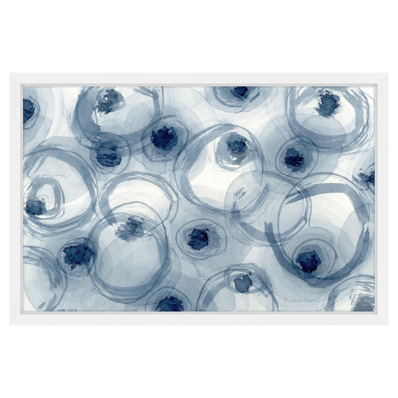 Marmont Hill "Indigo Ovals" by Nikki Galapon Framed Painting Print