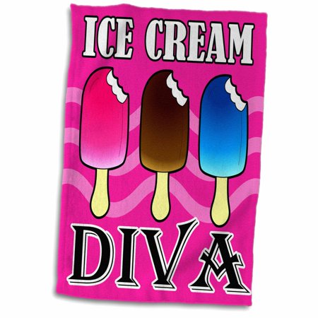 3dRose Ice Cream Diva - Kawaii Ice Cream - Pink - Towel, 15 by 22-inch