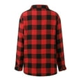 thumbnail image 5 of Arlun Plaid Flannel Long Sleeve Shirts for Women Buffalo Checkered Button down Loose Fit Blouse Tops Soft Comfy Fall Winter Stylish Outfits for Layering Red L, 5 of 7