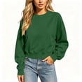 thumbnail image 6 of Women Loose Fit Cropped Sweatshirt Sevevn Crew Neck Long Sleeve Pullover With Kangaroo Pocket For Spring Fall Daily Wear, 6 of 8