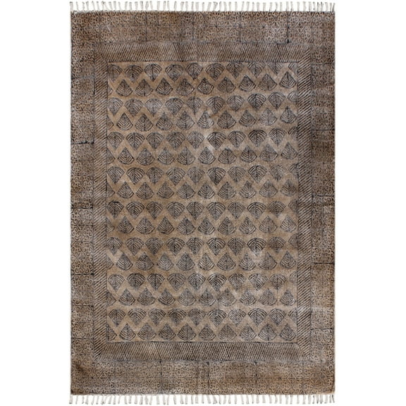 Casavani Yoga Graden Mat Geometric Area Kilim,Brown 6x9 ft