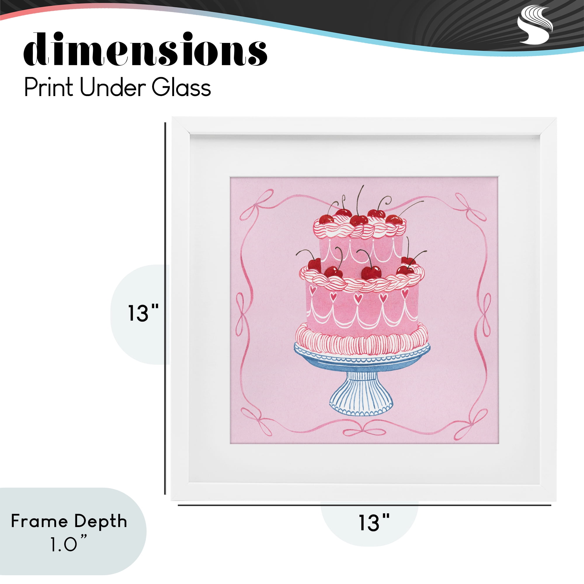 Stupell Industries Romantic Pink Cherry Cake White Framed Print Under Glass, design by Grace Popp