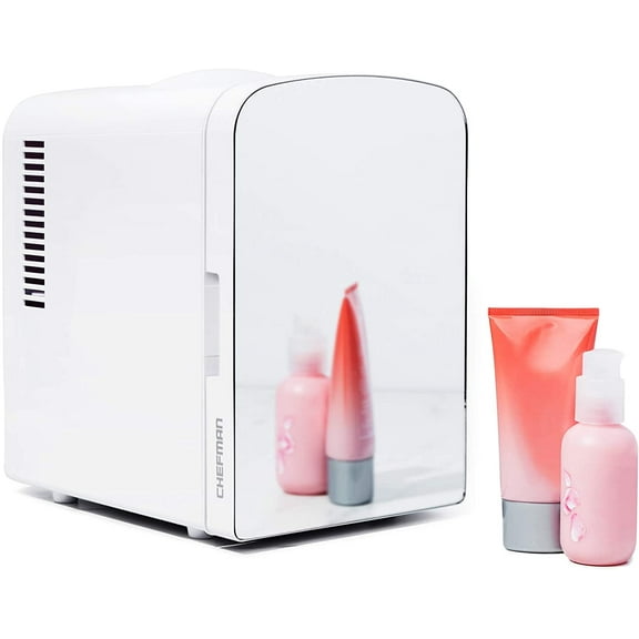 ICEMAN Portable Mirrored 4L Mini Fridge w/ Heating and Cooling - White