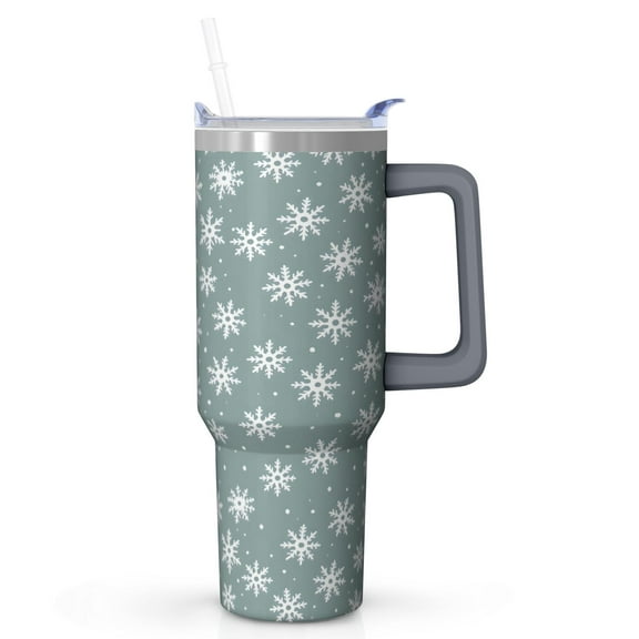 40oz Christmas Pattern Holiday Travel Tumbler with Handle and Straw Lid for Girls Christmas Celebrations