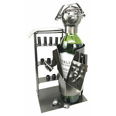 Metal Wind Art Spinners Clinical Hospital Pharmacist Chemist Druggist Doctor Hand Made Steel Metal Wine Bottle Holder Caddy Great Gift For Physicians Doctors Pharmacy Field Workers ()