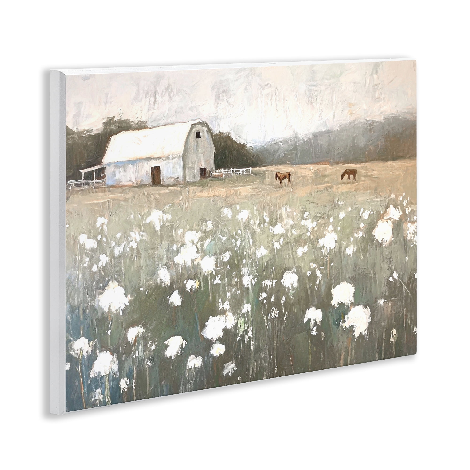 Stupell Industries Peaceful Horse Pasture Landscape Painting Unframed Art Print Wall Art, 14 x 11