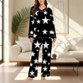 thumbnail image 3 of Gytharion Women's Pajama Sets Soft Comfy Long Sleeve V-Neck Sleepwear and Long Pants Cute Star Print Loungewear Outfits 2 Piece Pj Sets for Women, 3 of 6