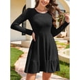 thumbnail image 4 of Fancyglim Women Sweater Dresses Casual Long Sleeve Crew Neck Fall Winter Ruffle Flowy Dress Black XL, 4 of 6