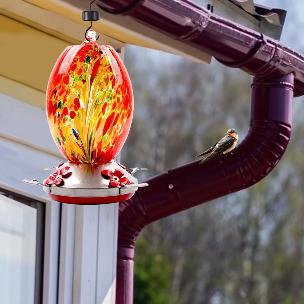 Bird Feeder Hummingbird Feeder Bird Perch for Outdoors Patio Hand Blown