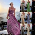 thumbnail image 2 of Champagne Metallic Strapless Evening Gown With Ruched Bodice And Maxi Skirt, 2 of 12
