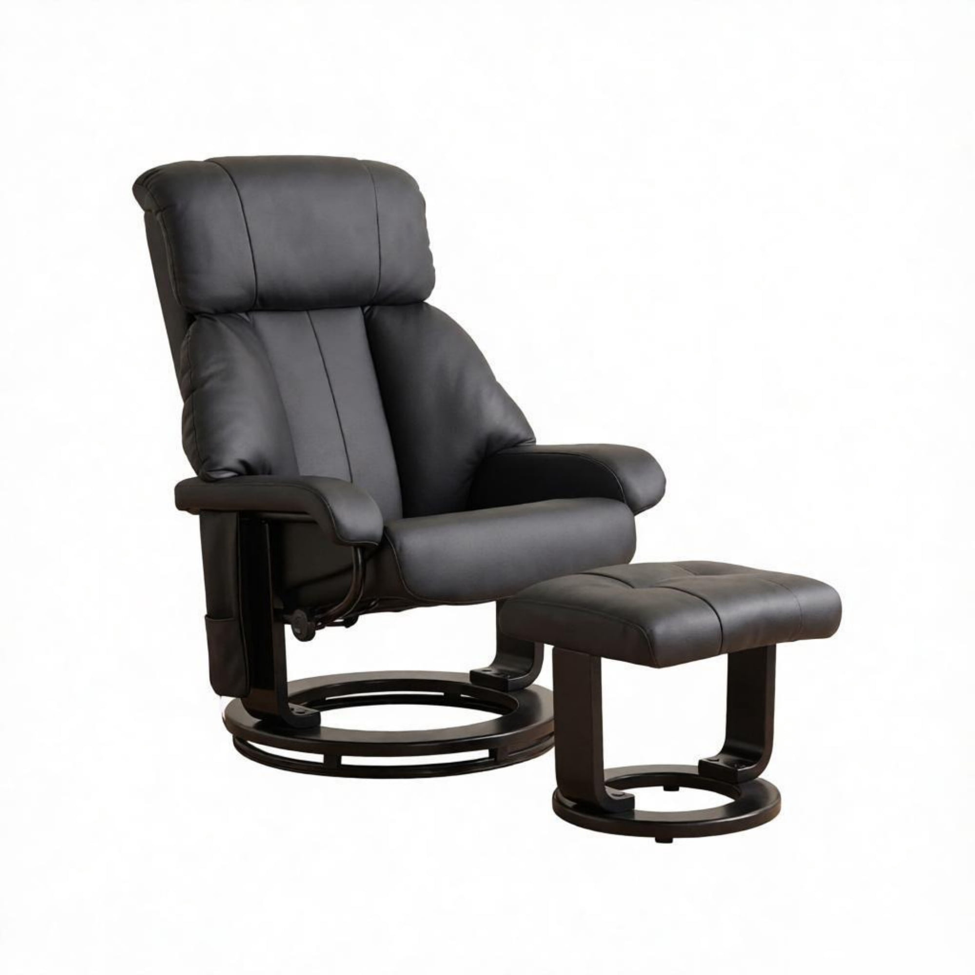 360° Swivel Massage Recliner Chair, 10-Point Vibration Footstool for Living Room, Black