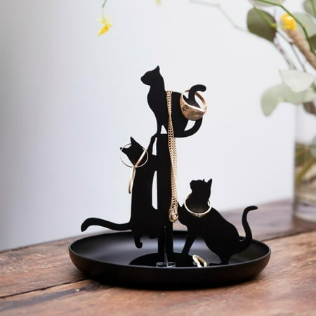 - Kikkerland Jewelry Display Watch Bracelet Ring Holder Cats Stand Organizer Black