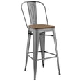 thumbnail image 2 of Modway Promenade 30" Modern Metal & Bamboo Bar Stool in Gunmetal, 2 of 4
