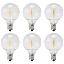6Pcs G40 Led Replacement Light Bulbs, E12 Screw Base Shatterproof LED Globe Bulbs for Solar String Lights Warm White