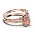 thumbnail image 2 of Beautiful Unique Art Deco 2.00 Carat Oval Cut Morganite And Diamond Moissanite Engagement Ring, Classic Wedding Ring, One Matching Band in 925 Sterling Silver With 18k Rose Gold Plating Gift For Her, 2 of 3
